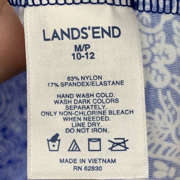 Lands End Swim Dress Paisley Beach Blue UV Protection Women’s Size Medium Petite - Picture 8 of 13